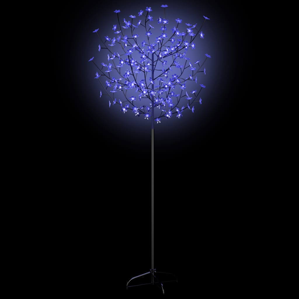 vidaXL Pom Crăciun, 200 LED-uri lumină albastră, flori de cireș 180 cm