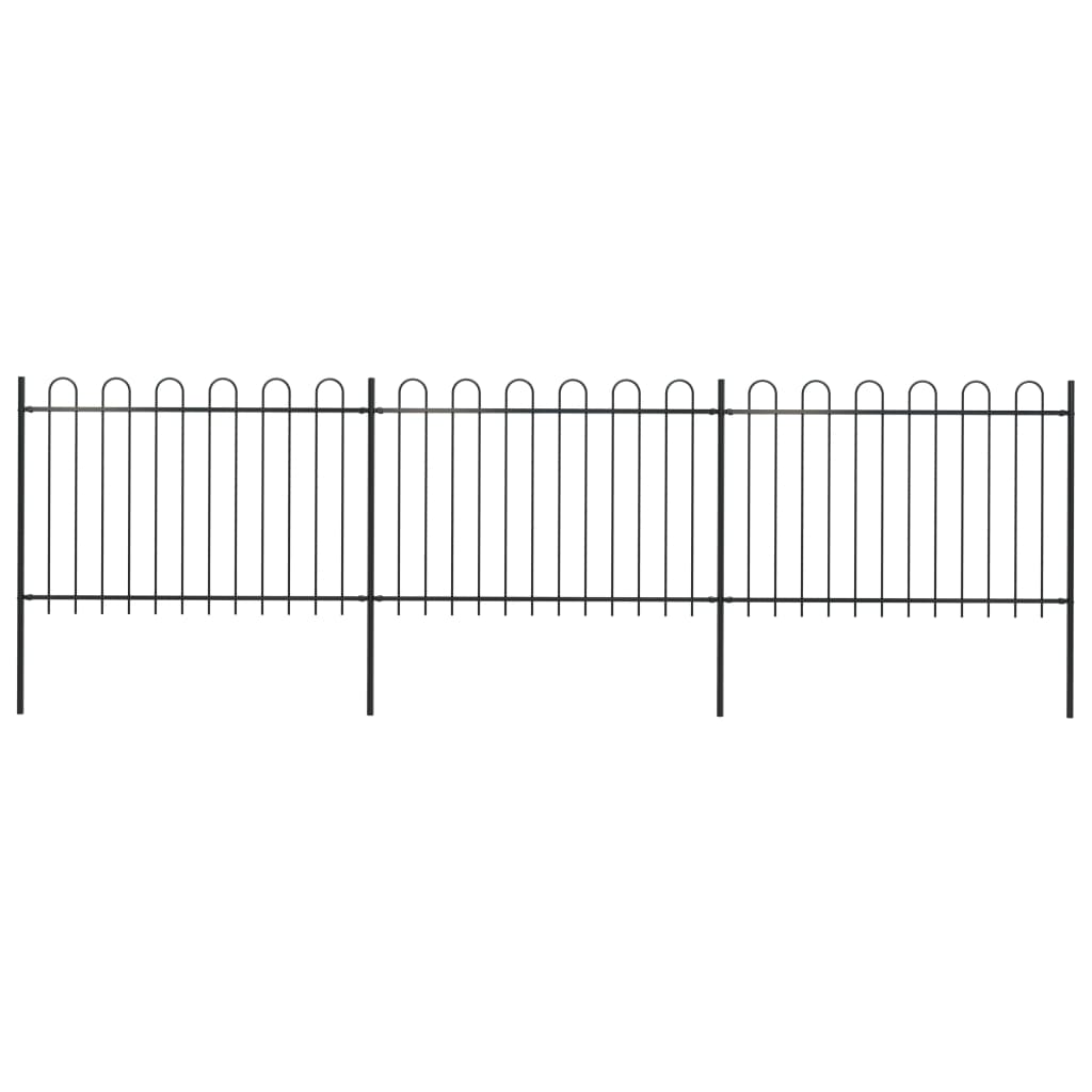 vidaXL Gard de grădină cu vârf curbat, negru, 5,1 m, oțel