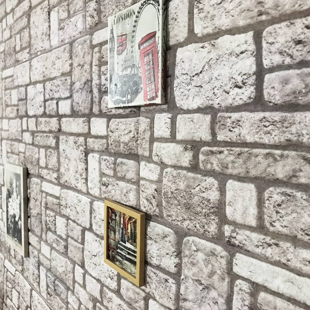 vidaXL Panouri de perete 3D, model cărămidă, gri, 10 buc., EPS