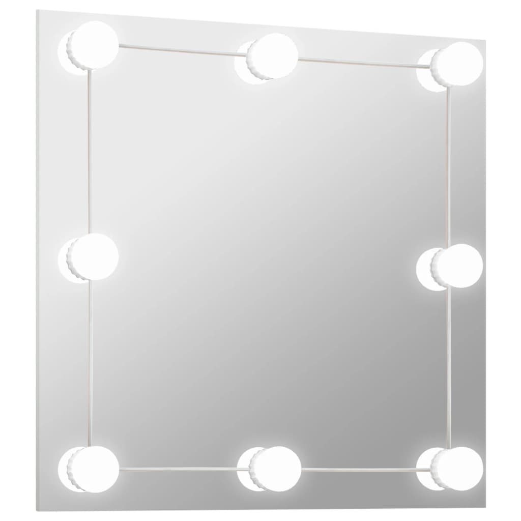 vidaXL Oglindă de perete cu lumini LED, sticlă, pătrată