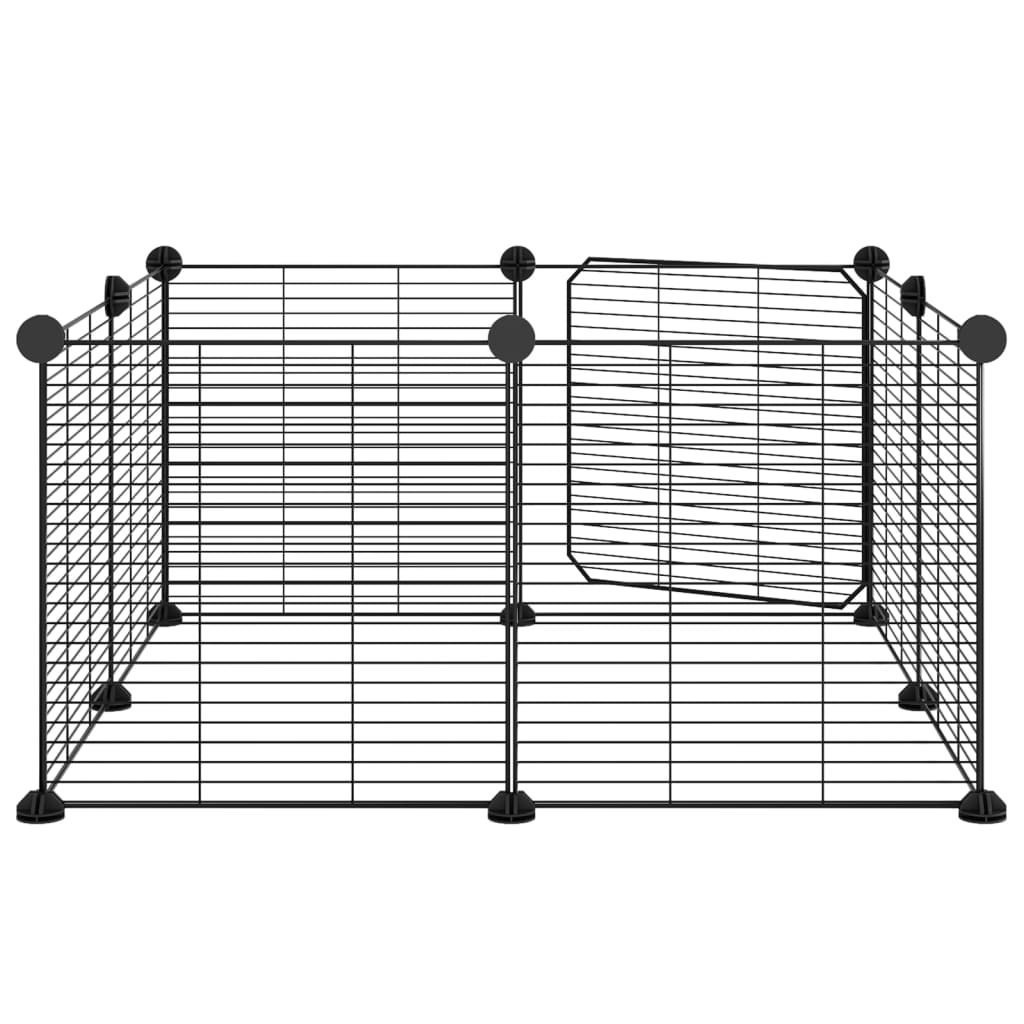 vidaXL Cușcă animale de companie cu ușă, 8 panouri, negru 35x35cm oțel