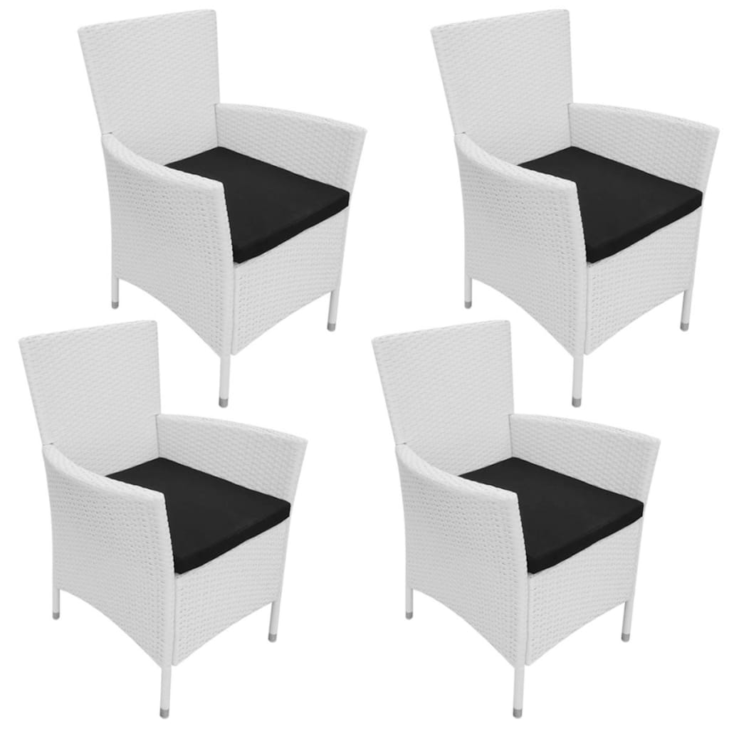 vidaXL Set mobilier de exterior, 5 piese, alb crem, poliratan