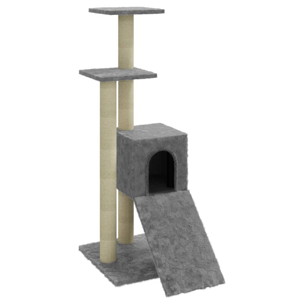 vidaXL Ansamblu pisici, stâlpi din funie sisal, gri deschis, 92 cm