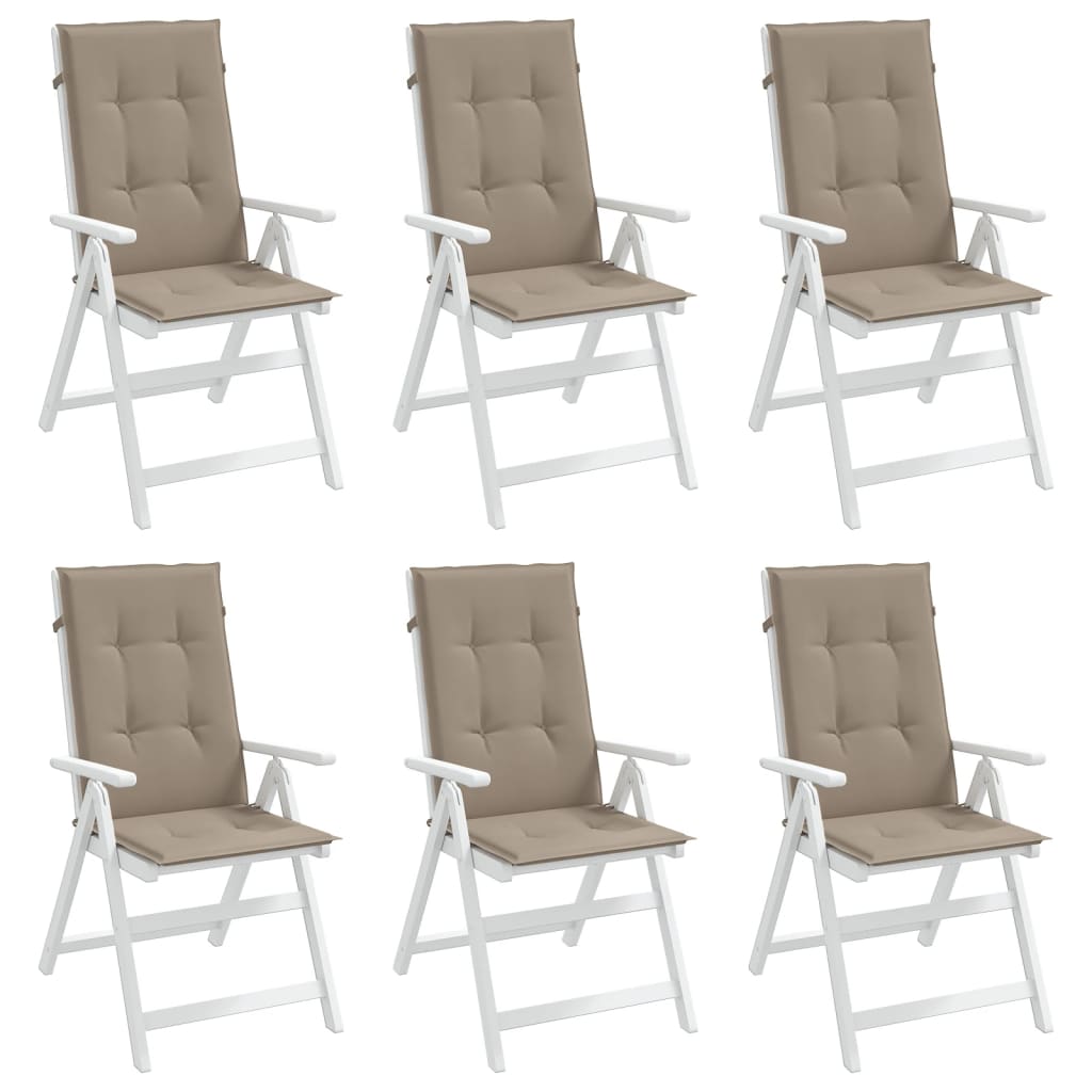 vidaXL Perne scaun spătar înalt 6 buc., gri taupe, 120x50x3 cm, textil