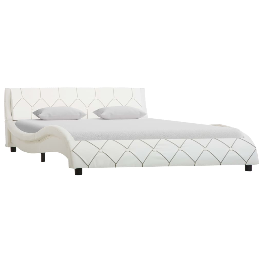 vidaXL Cadru de pat, alb, 140 x 200 cm, piele ecologică