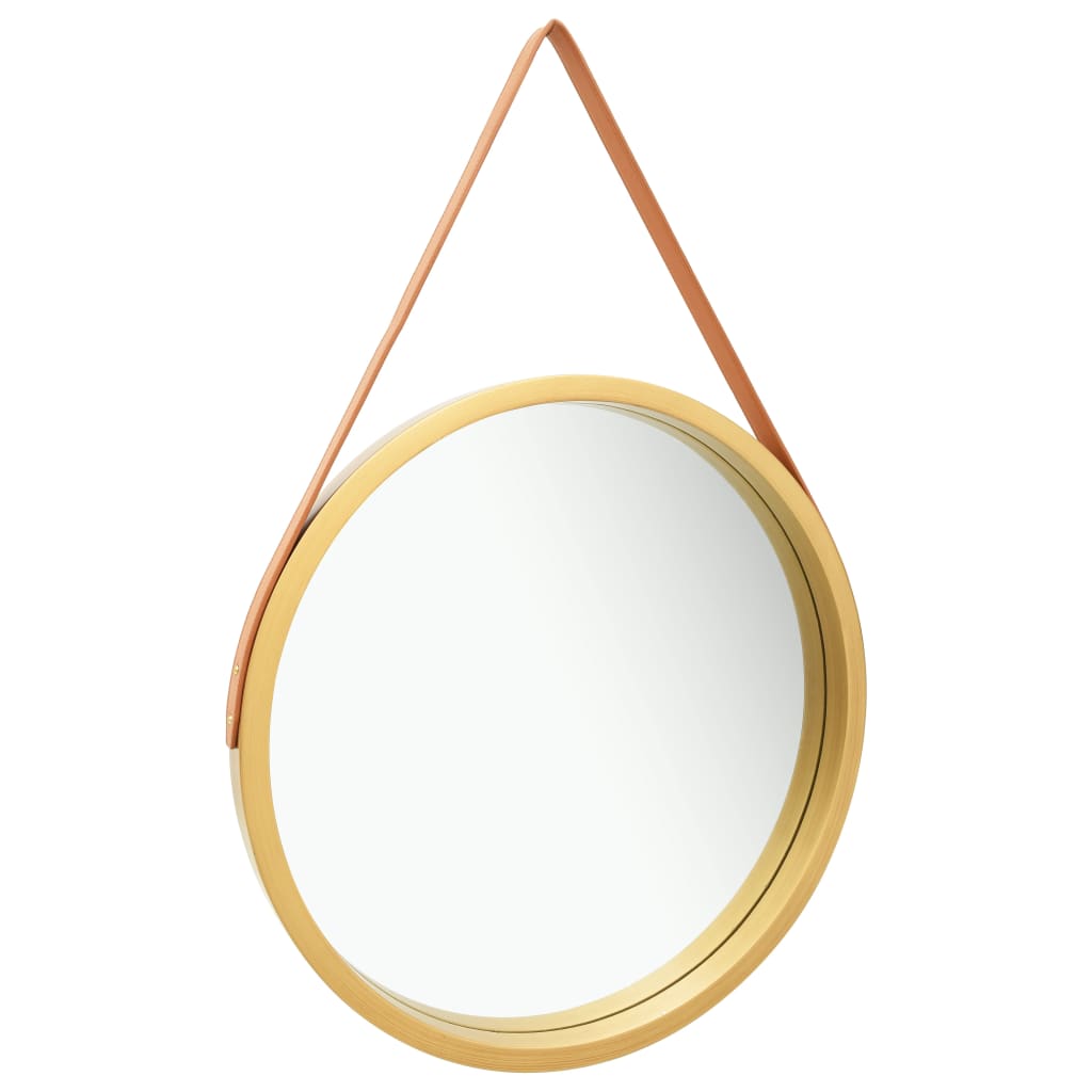 vidaXL Oglindă de perete cu o curea, 60 cm, auriu