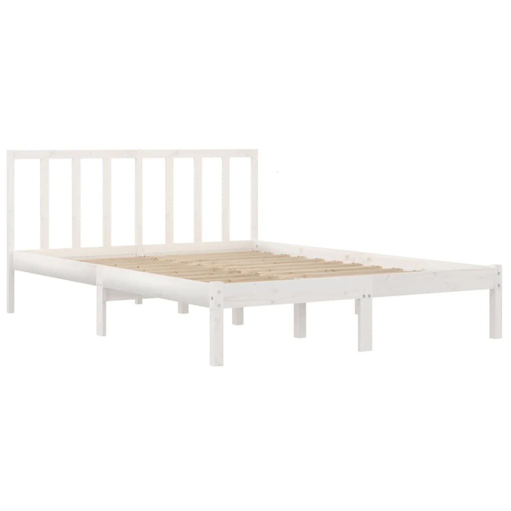 vidaXL Cadru de pat King Size, alb, 150x200 cm, lemn masiv de pin