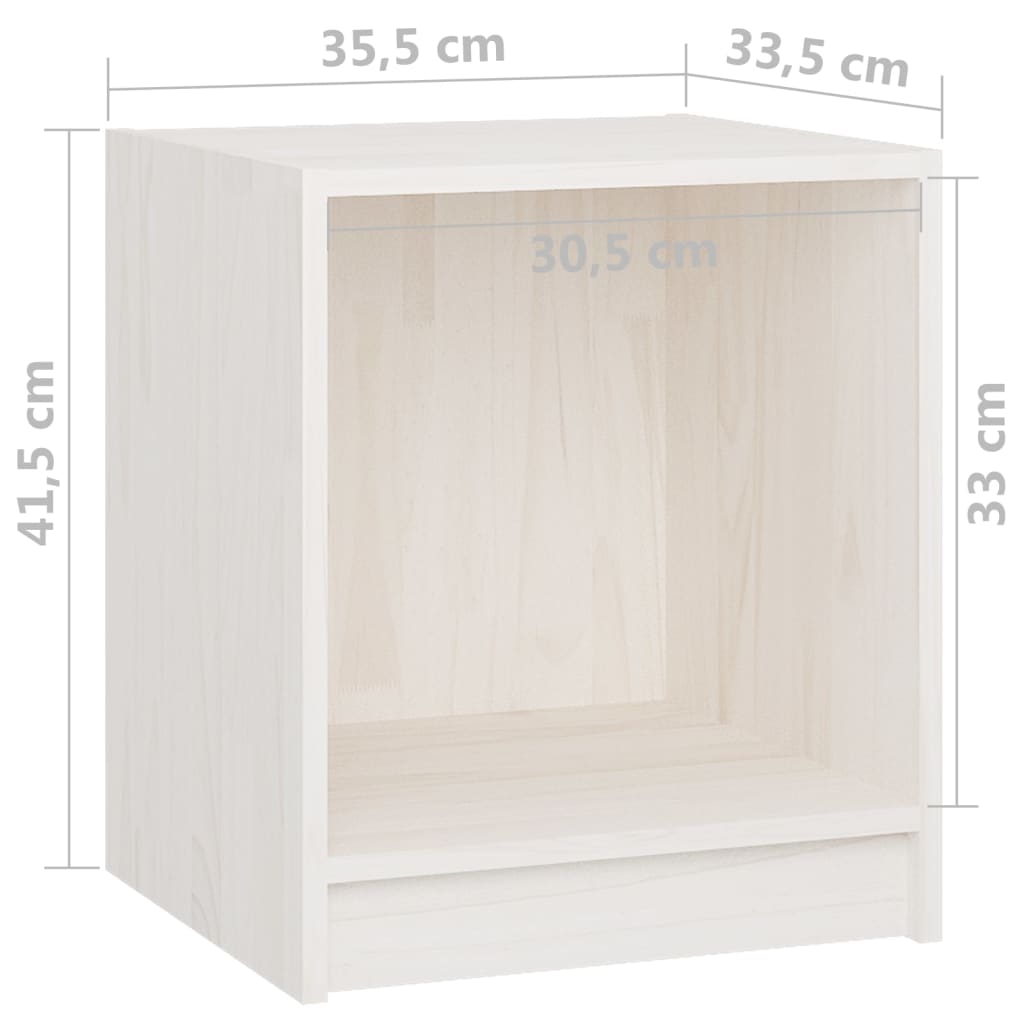 vidaXL Noptiere, 2 buc., alb, 35,5x33,5x41,5 cm, lemn masiv de pin