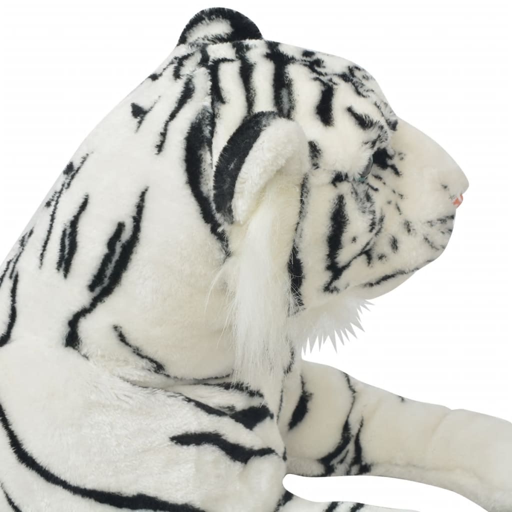 vidaXL Tigru de jucărie din pluș, XXL, alb