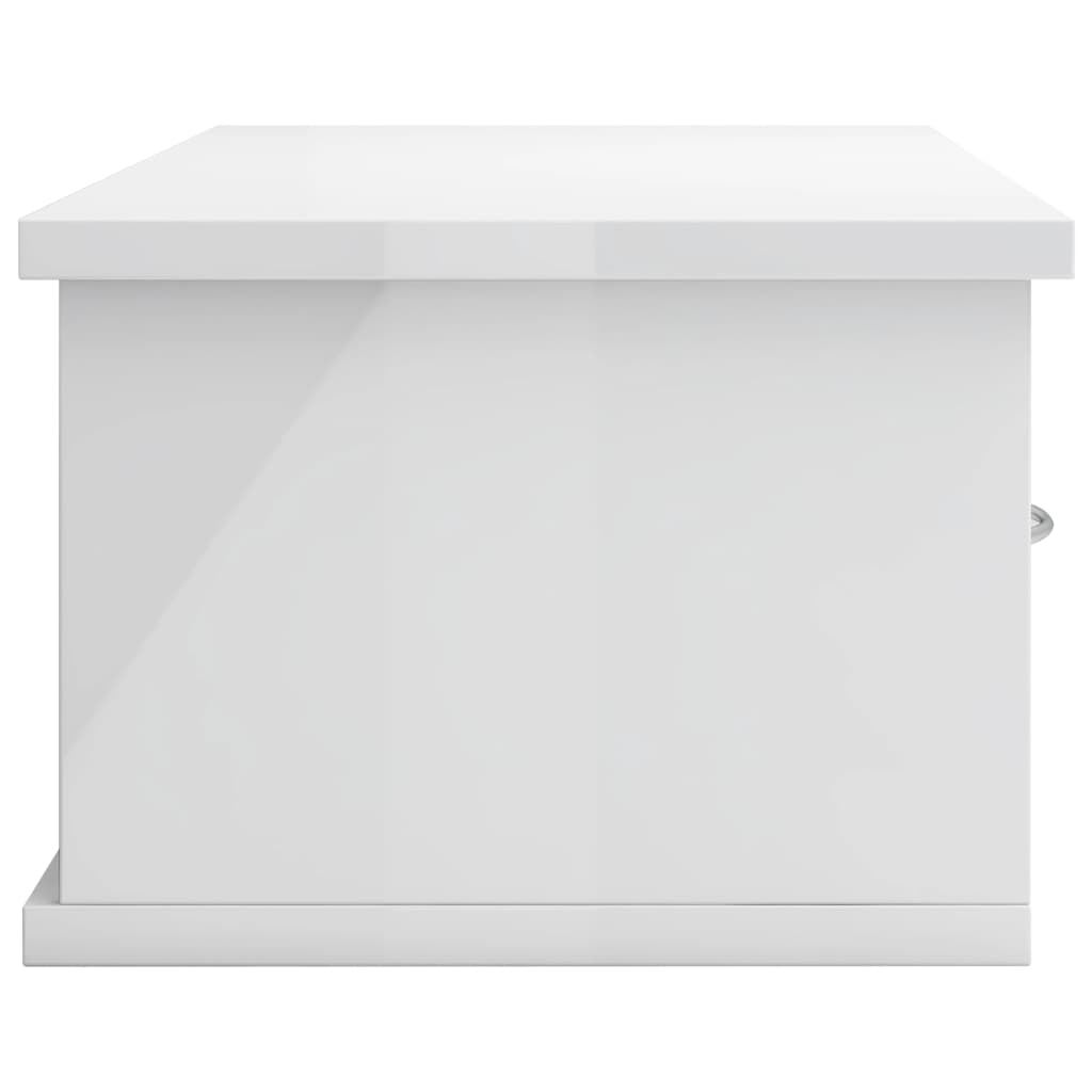 vidaXL Raft de perete cu sertare, alb extralucios, 60x26x18,5 cm, PAL