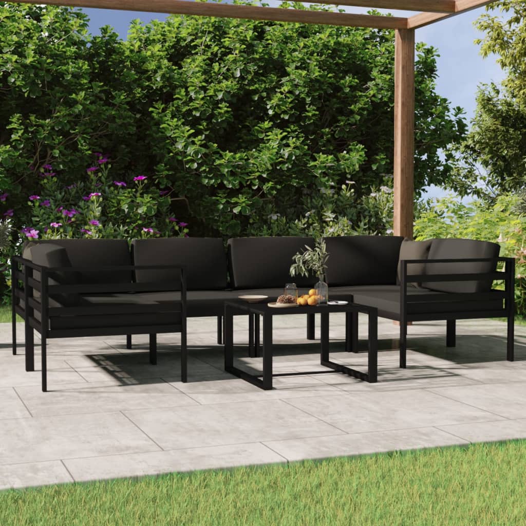vidaXL Set mobilier de grădină cu perne, 7 piese, antracit, aluminiu