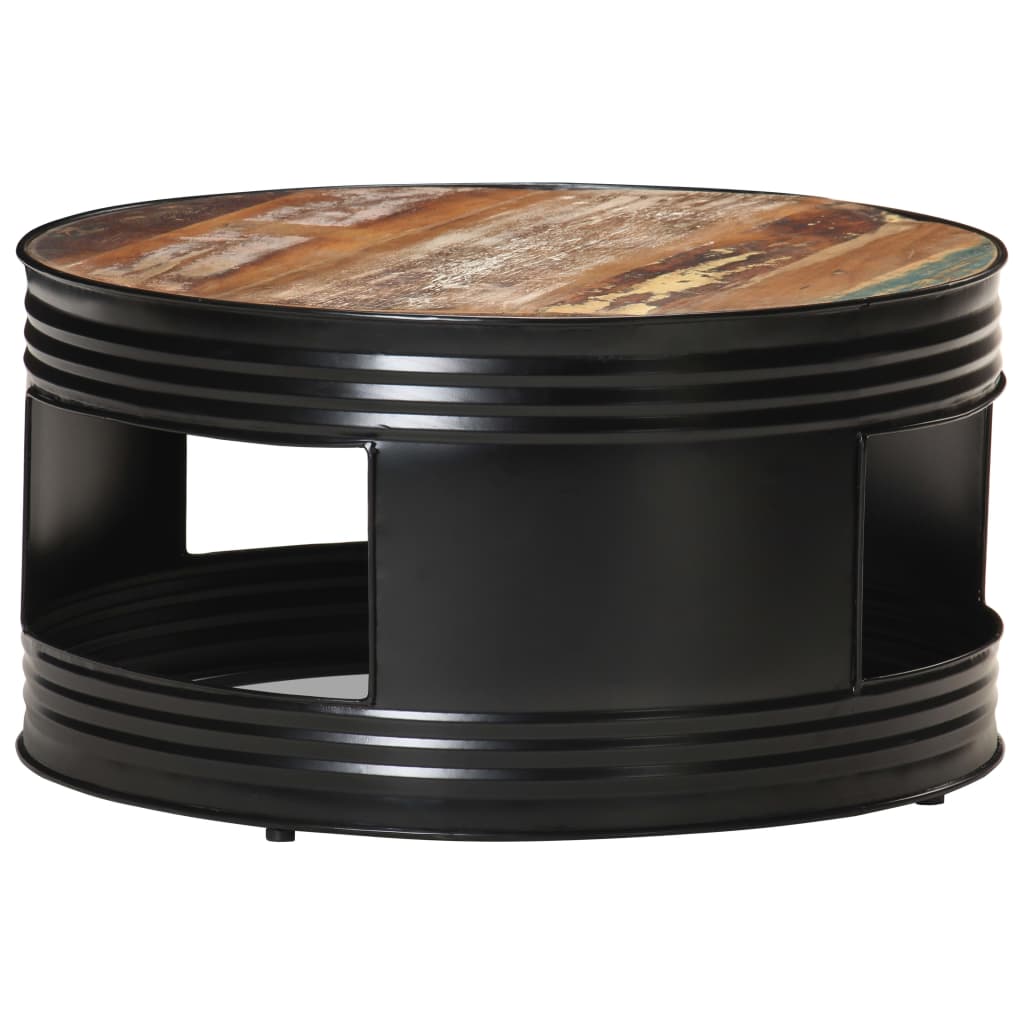 vidaXL Măsuță de cafea, negru, 68 x 68 x 36 cm, lemn masiv reciclat