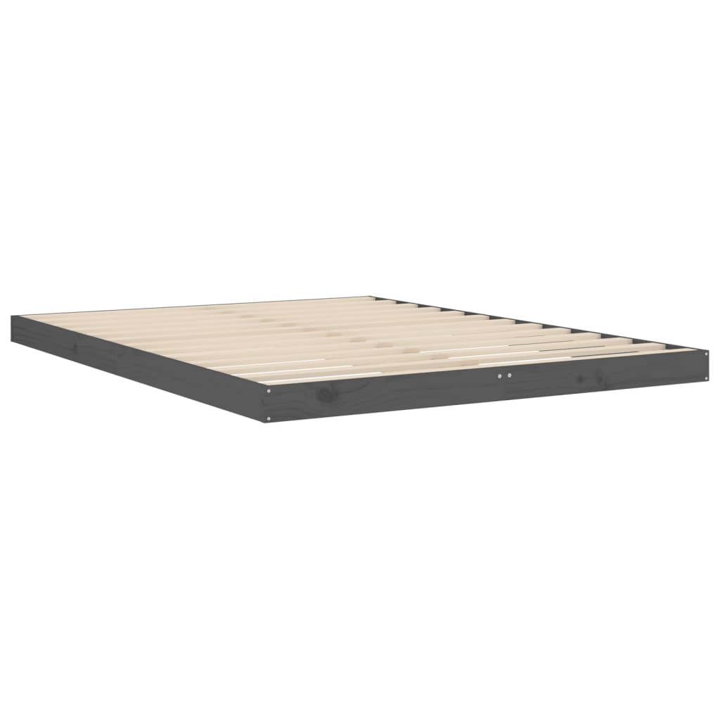 vidaXL Cadru de pat, gri, 140x190 cm, lemn masiv de pin
