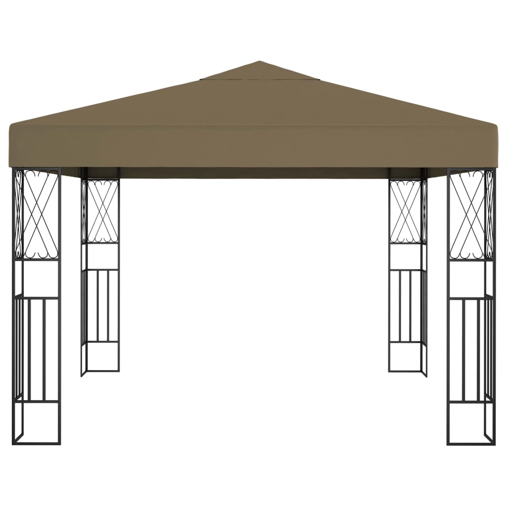 vidaXL Pavilion cu șiruri de lumini LED, gri taupe, 3x3 m, țesătură