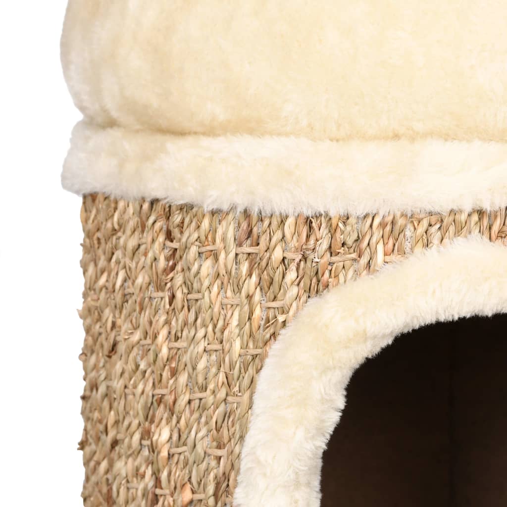 vidaXL Căsuță de pisici luxoasă cu pernă, 33 cm, iarbă de mare