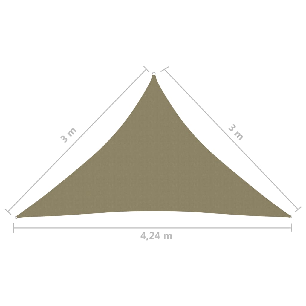vidaXL Parasolar, bej, 3x3x4,24 m, țesătură oxford, triunghiular