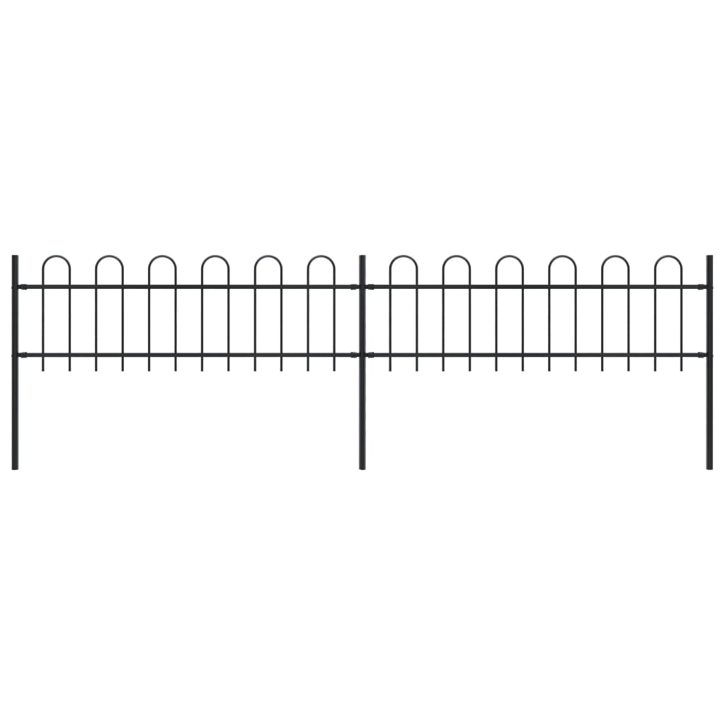 vidaXL Gard de grădină cu vârf curbat, negru, 3,4 m, oțel