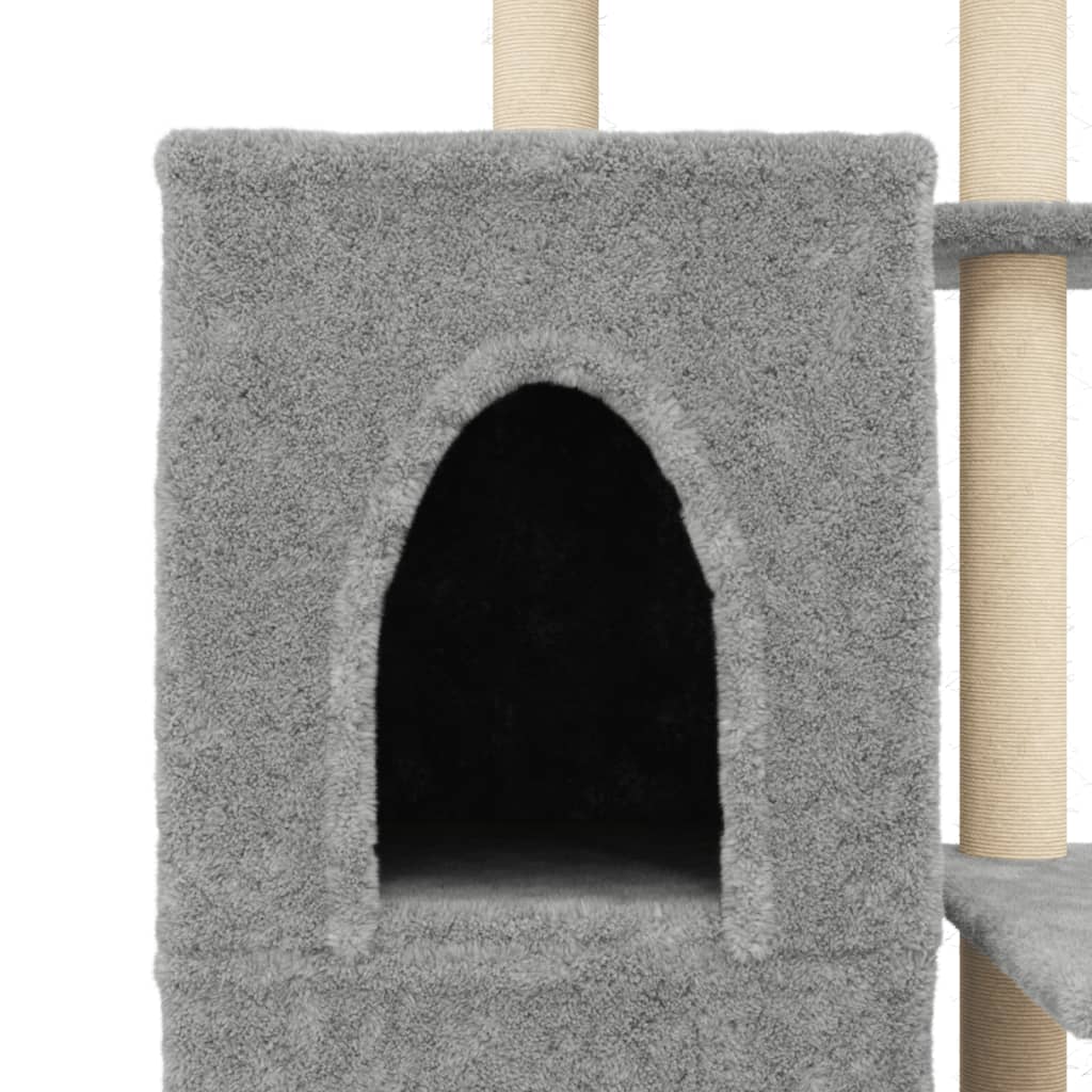 vidaXL Ansamblu pisici, stâlpi din funie sisal, gri deschis, 97 cm