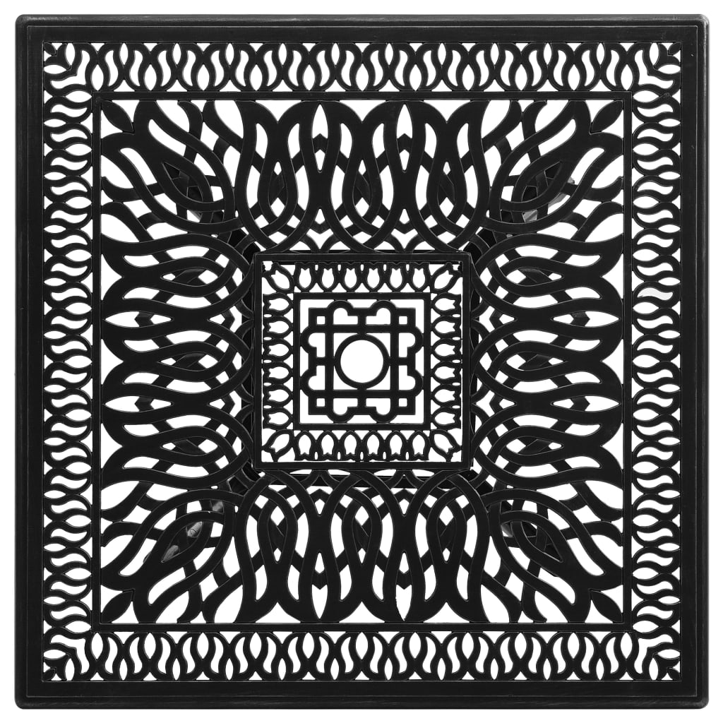 vidaXL Masă de grădină, negru, 90x90x73 cm, aluminiu turnat