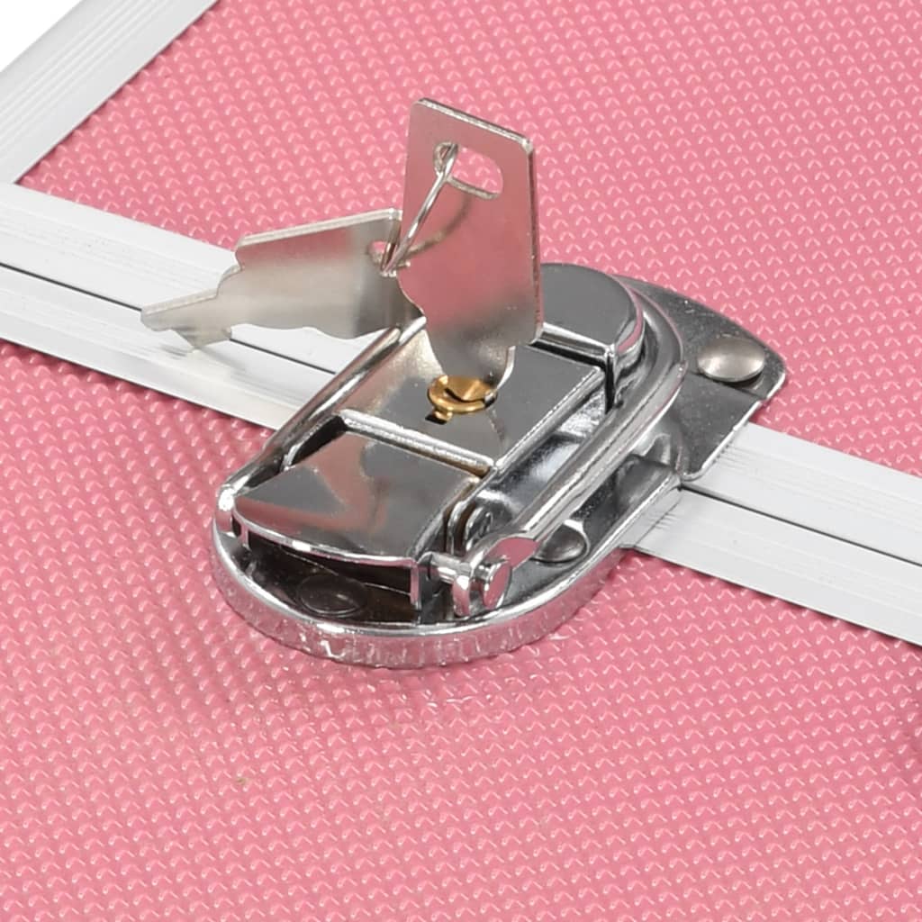 vidaXL Geantă de cosmetice, roz, 38x23x34 cm, aluminiu
