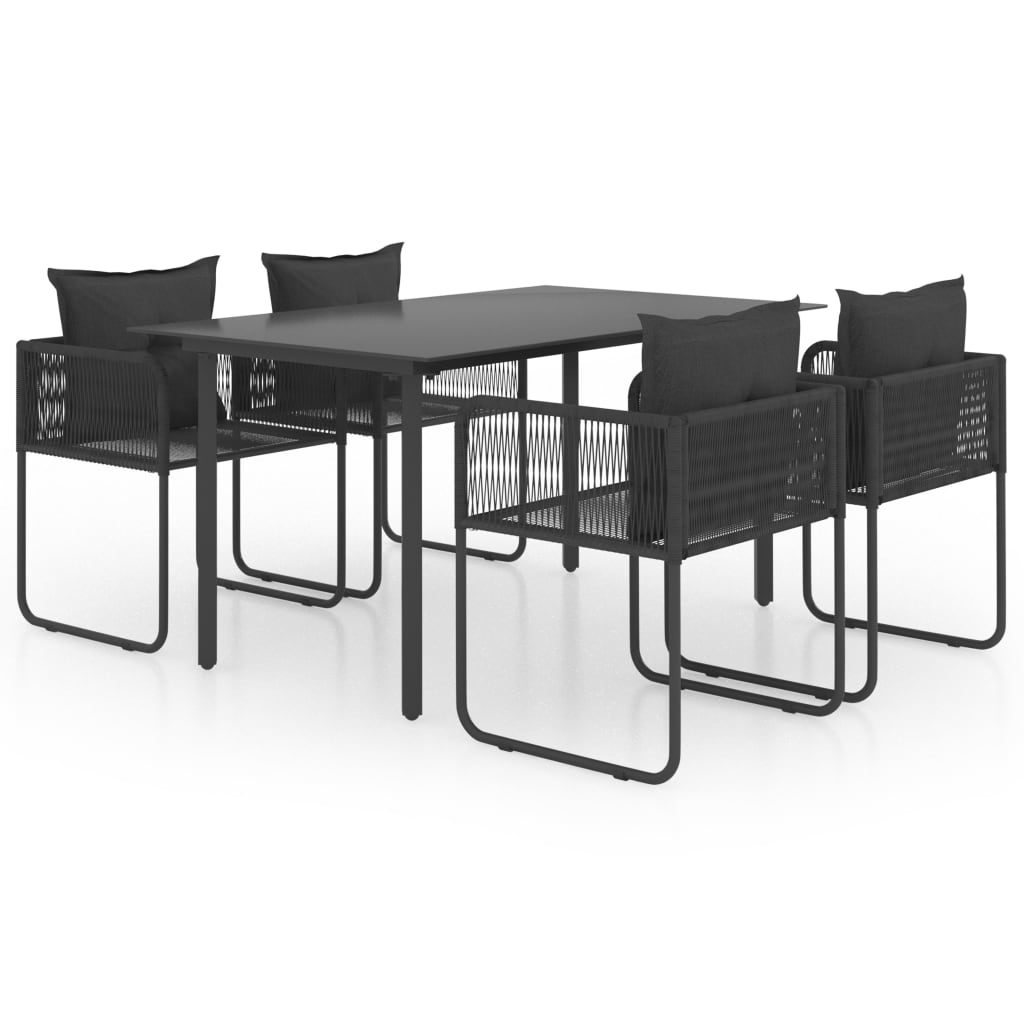 vidaXL Set mobilier de masă pentru grădină, 5 piese, negru, ratan PVC