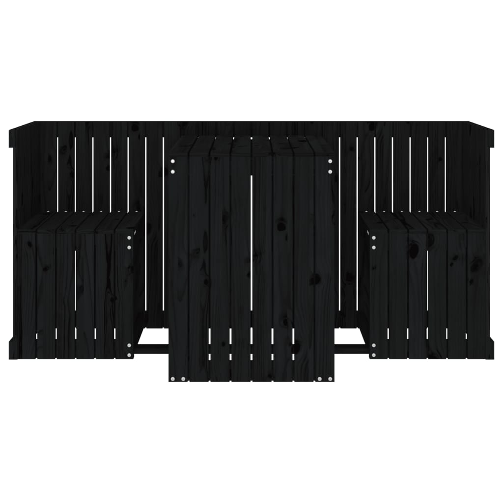 vidaXL Set de balcon cu 2 locuri, negru, lemn masiv de pin
