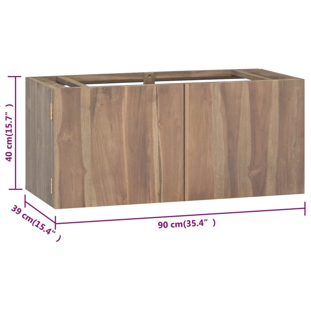 vidaXL Dulap pentru baie de perete, 90x39x40 cm, lemn masiv de tec