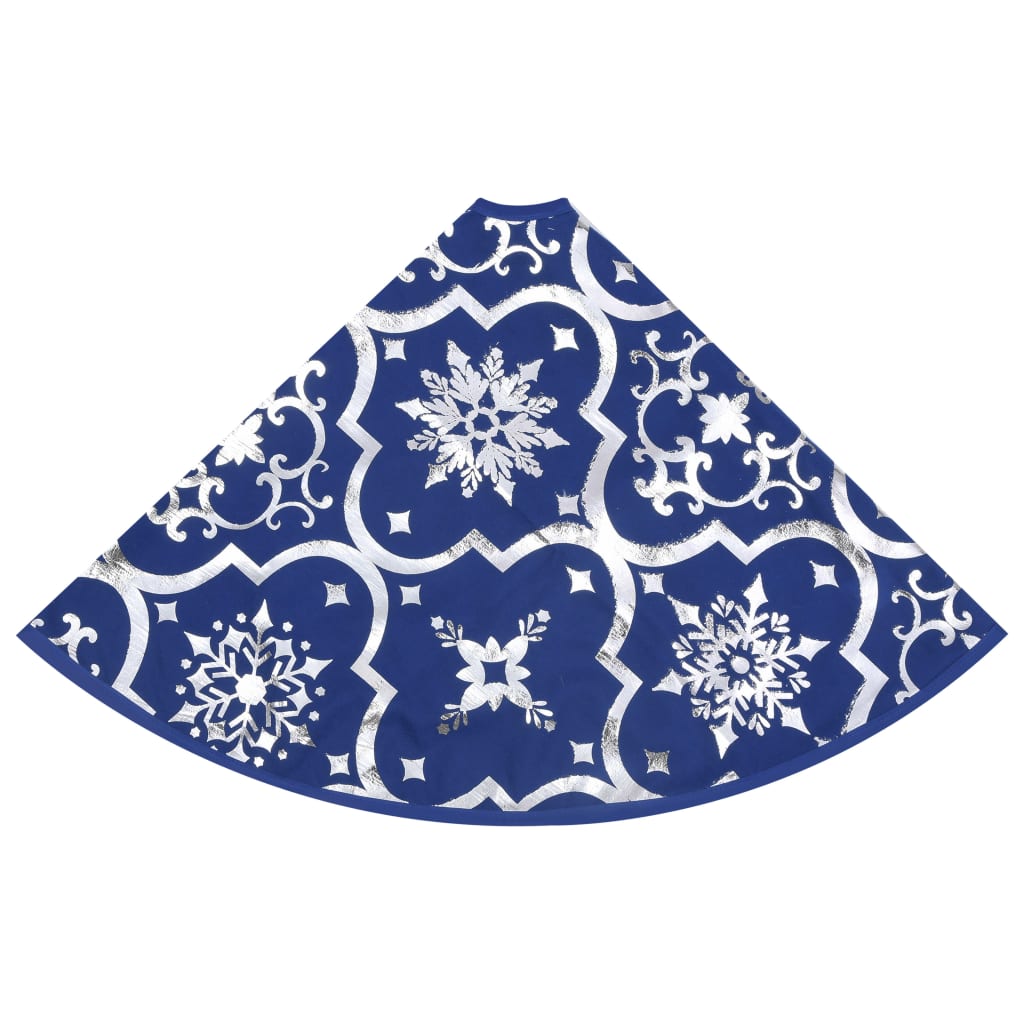 vidaXL Covor fustă de brad Crăciun cu șosetă albastru 90 cm țesătură
