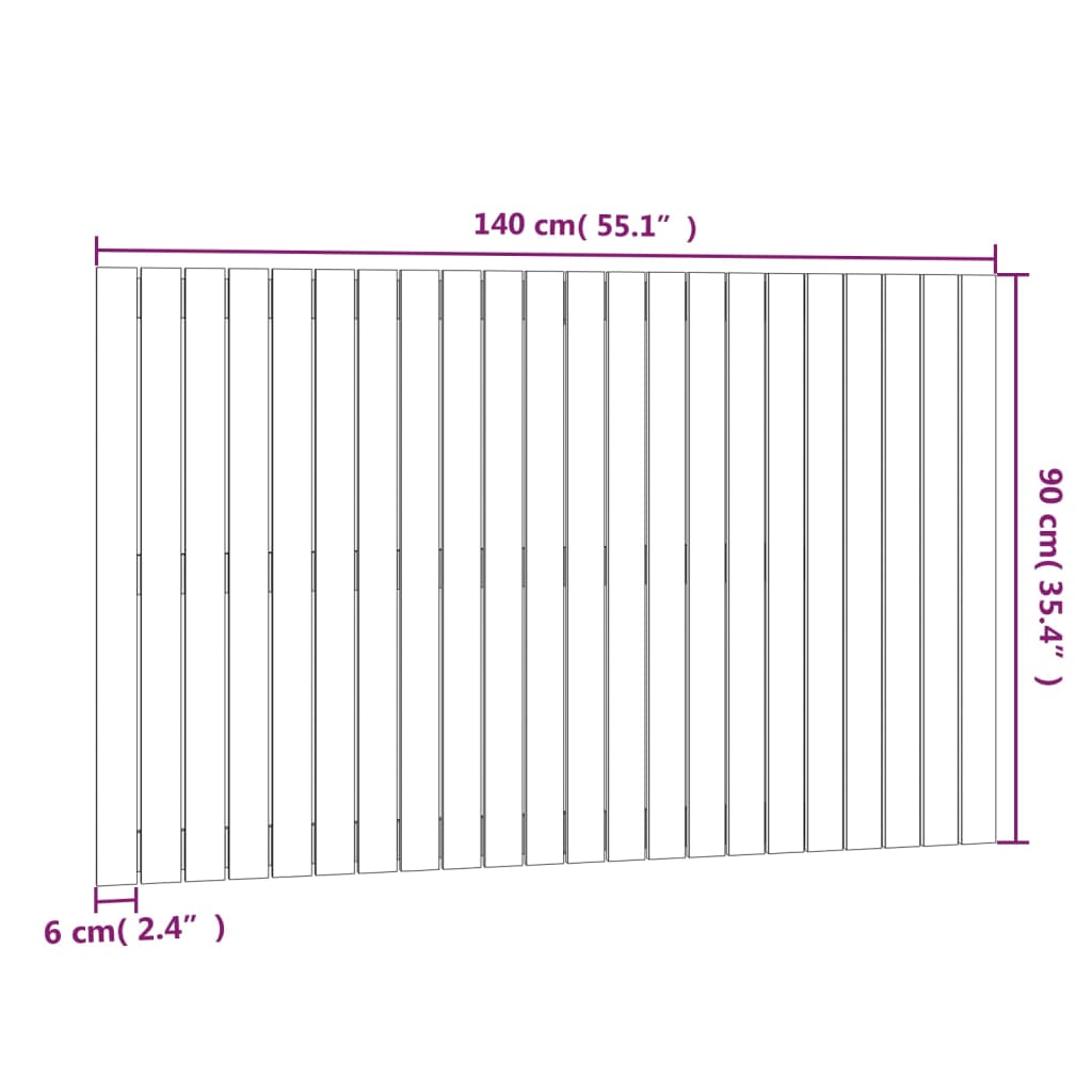 vidaXL Tăblie de pat pentru perete, negru, 140x3x90 cm, lemn masiv pin