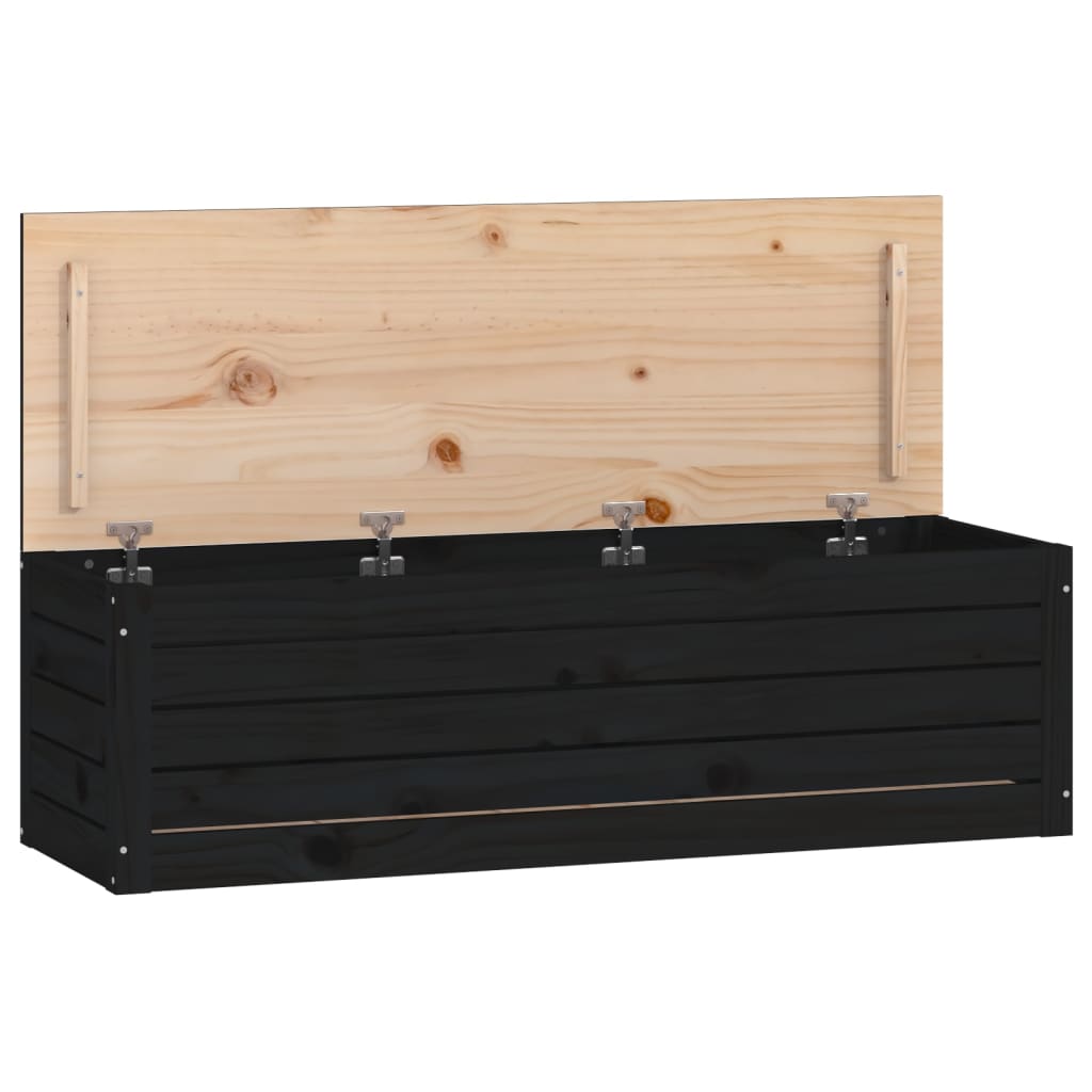 vidaXL Cutie de depozitare, negru, 109x36,5x33 cm, lemn masiv de pin