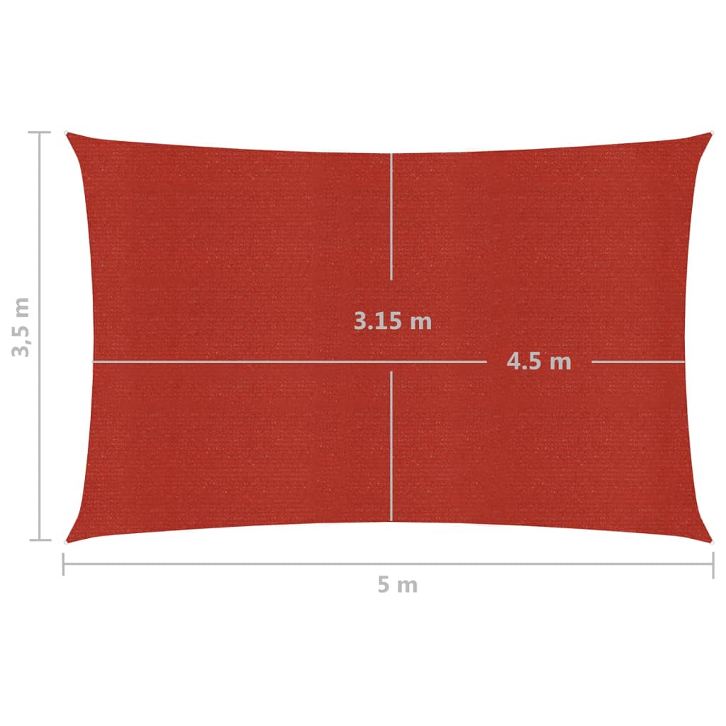 vidaXL Pânză parasolar, roșu, 3,5x5 m, HDPE, 160 g/m²