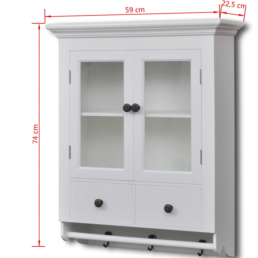 vidaXL Dulap de bucătărie din lemn cu uşă din sticlă, alb