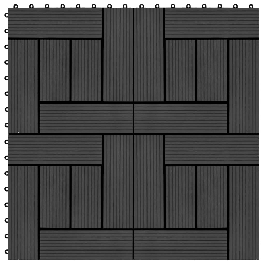 vidaXL Plăci de pardoseală, 11 buc, negru, 30x30 cm, WPC, 1 mp