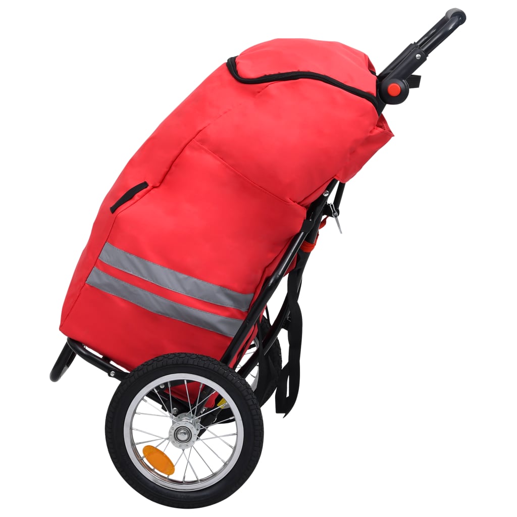 vidaXL Remorcă biciclete pliabilă cu geantă cumpărături, roșu și negru