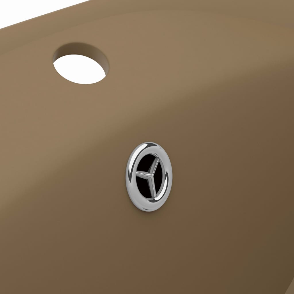 vidaXL Chiuvetă lux cu preaplin, crem mat, 58,5x39 cm ceramică, oval