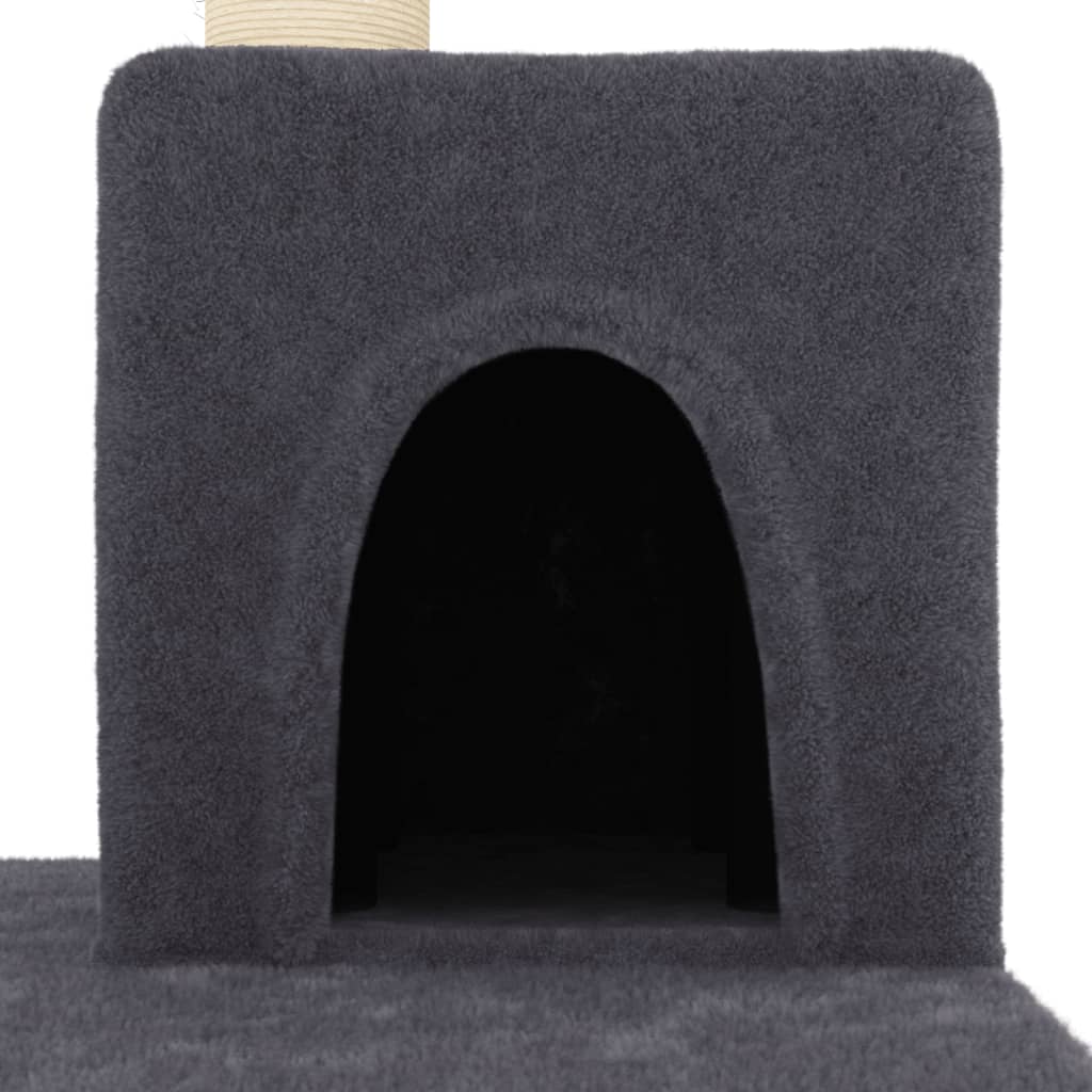 vidaXL Ansamblu pisici cu stâlpi din funie sisal, gri închis, 123 cm