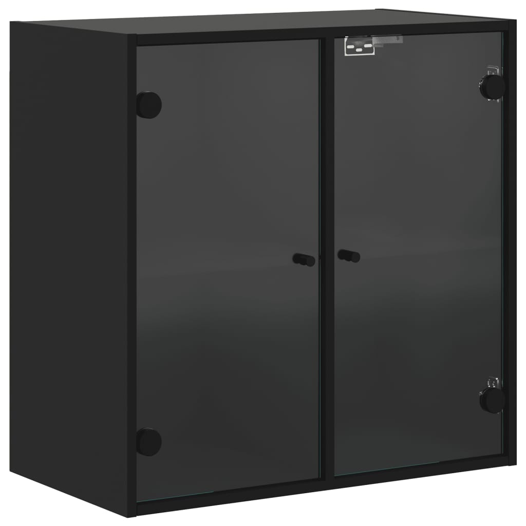 vidaXL Dulap de perete cu uși din sticlă, negru, 68x37x68,5 cm