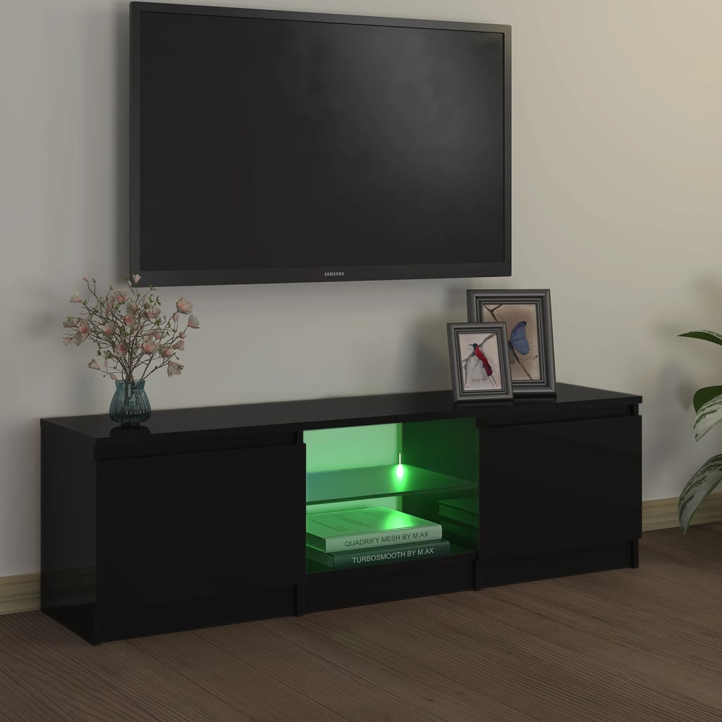 vidaXL Comodă TV cu lumini LED, negru, 120x30x35,5 cm