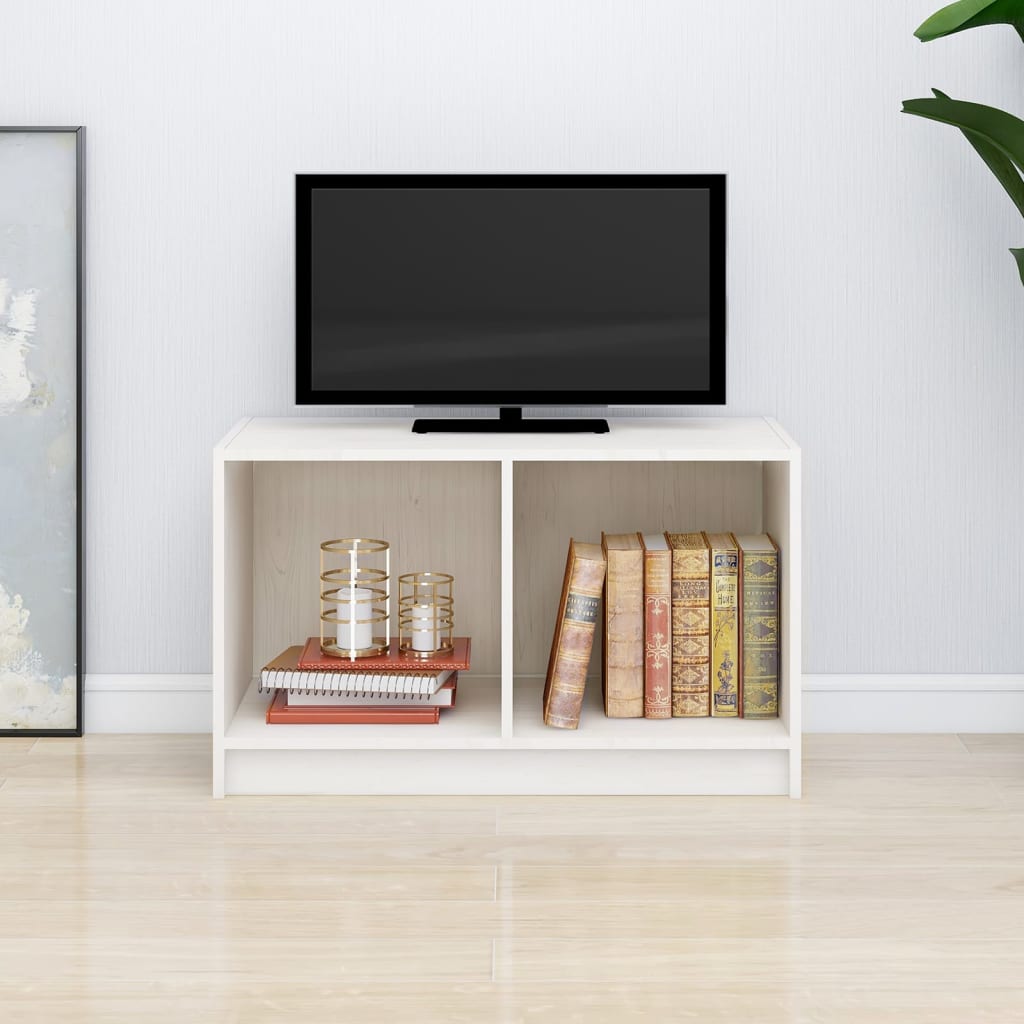 vidaXL Comodă TV, alb, 70x33x42 cm, lemn masiv de pin