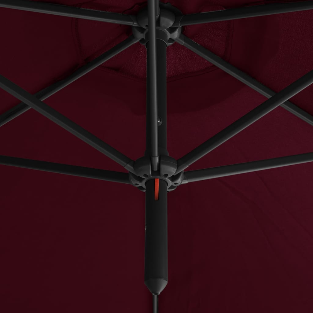 vidaXL Umbrelă de soare dublă cu stâlp din oțel, roșu bordo, 600 cm