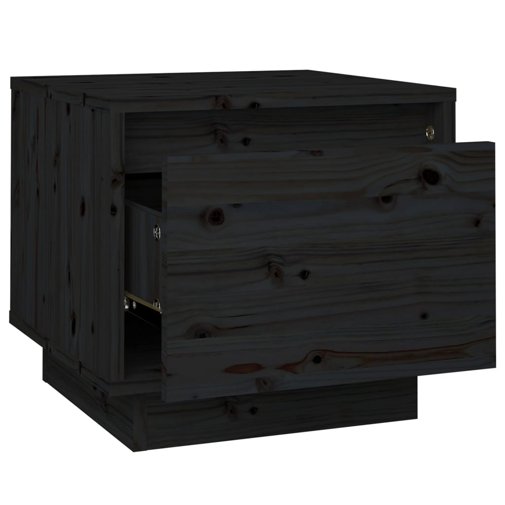vidaXL Noptiere, 2 buc., negru, 35x34x32 cm, lemn masiv de pin