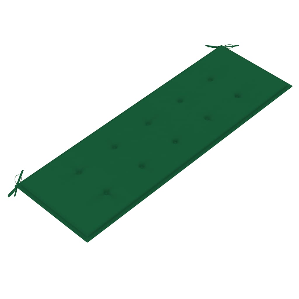 vidaXL Bancă de grădină, cu pernă verde, 150 cm, lemn masiv de tec