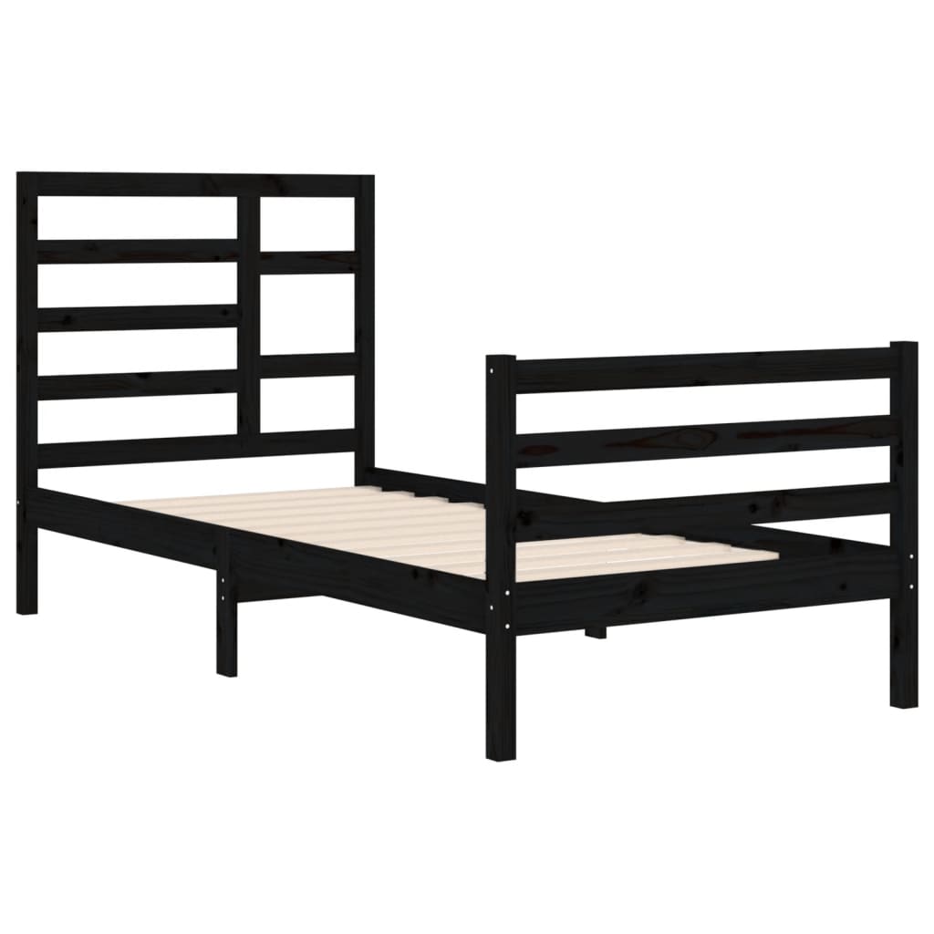 vidaXL Cadru de pat, negru, 90x200 cm, lemn masiv