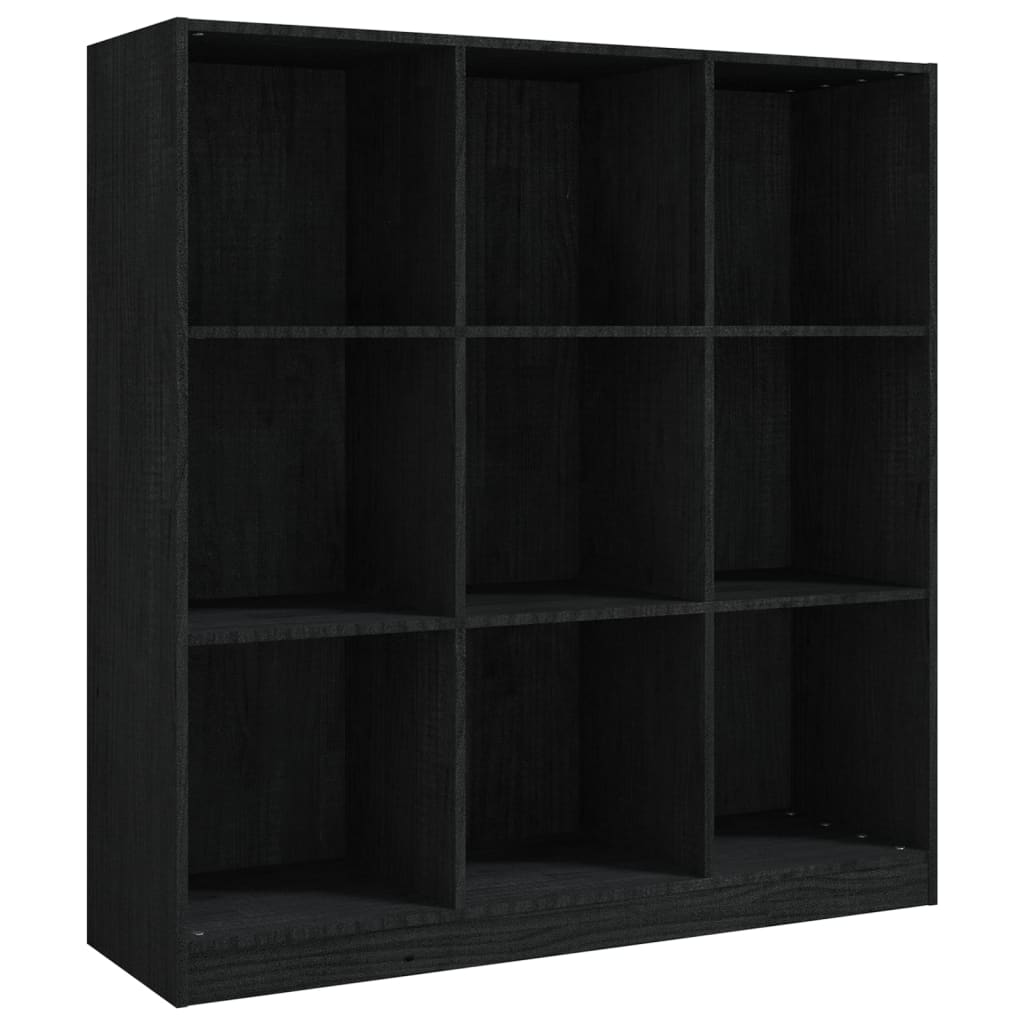 vidaXL Bibliotecă/Separator cameră negru 104x33,5x110cm lemn masiv pin