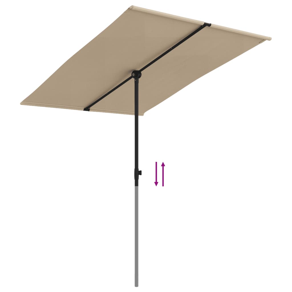 vidaXL Umbrelă de soare exterior, stâlp aluminiu, gri taupe, 2x1,5 cm