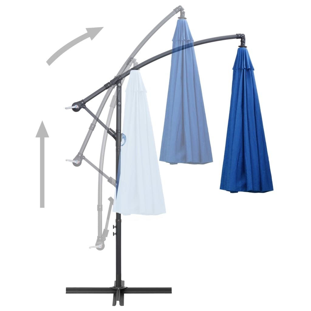 vidaXL Umbrelă de soare suspendată, albastru, 3 m, stâlp de aluminiu