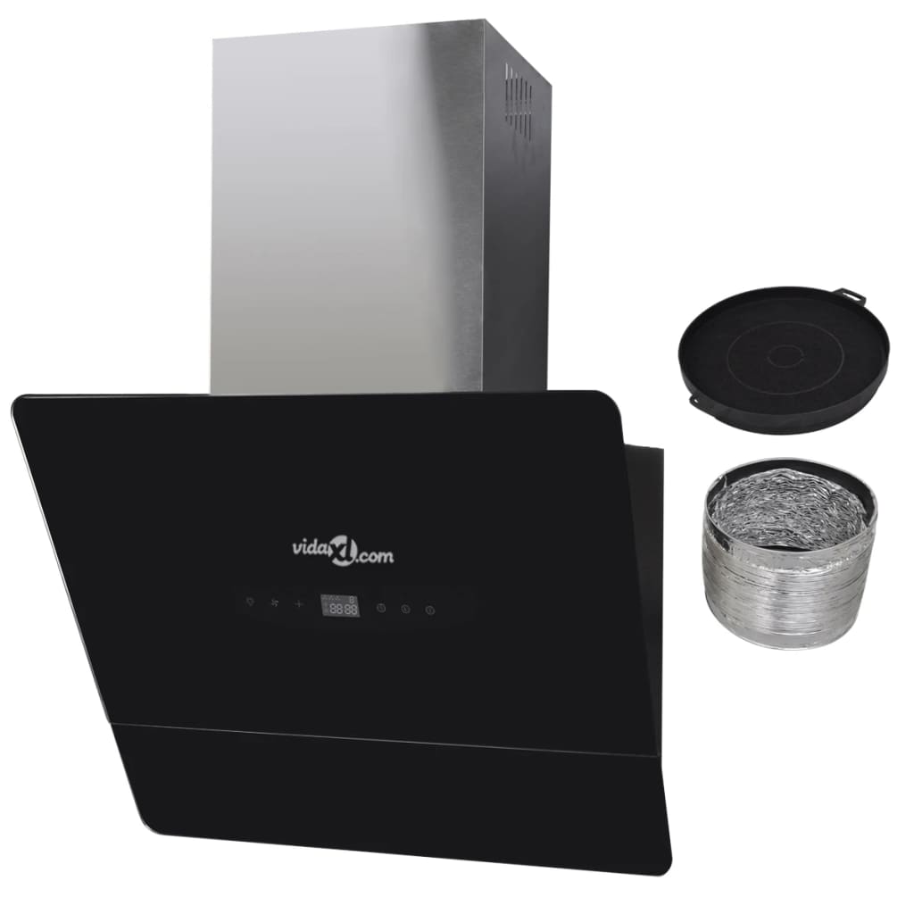 vidaXL Hotă de bucătărie, negru, 600 mm, sticlă securizată, cu afișaj