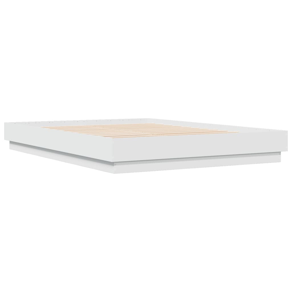 vidaXL Cadru de pat cu lumini LED, alb, 120x200 cm