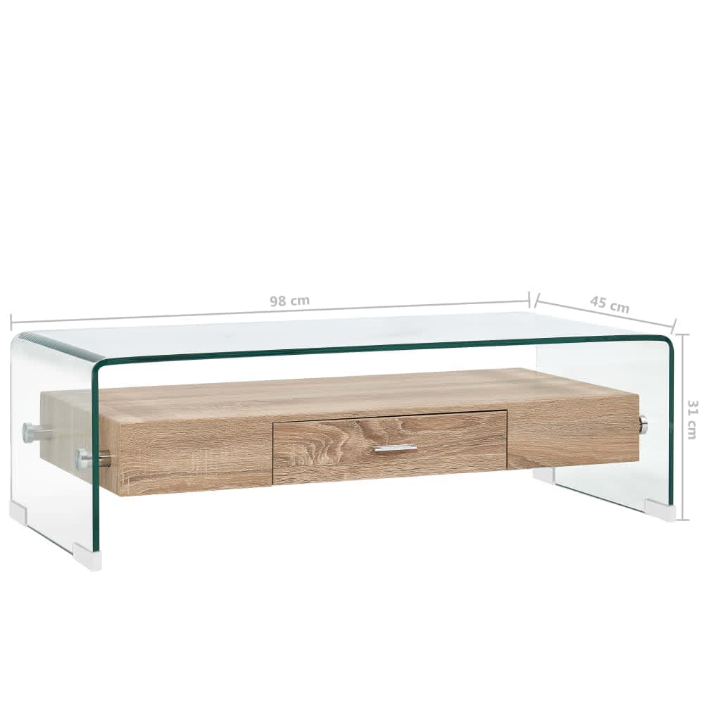 vidaXL Măsuță de cafea, transparent, 98x45x31 cm, sticlă securizată