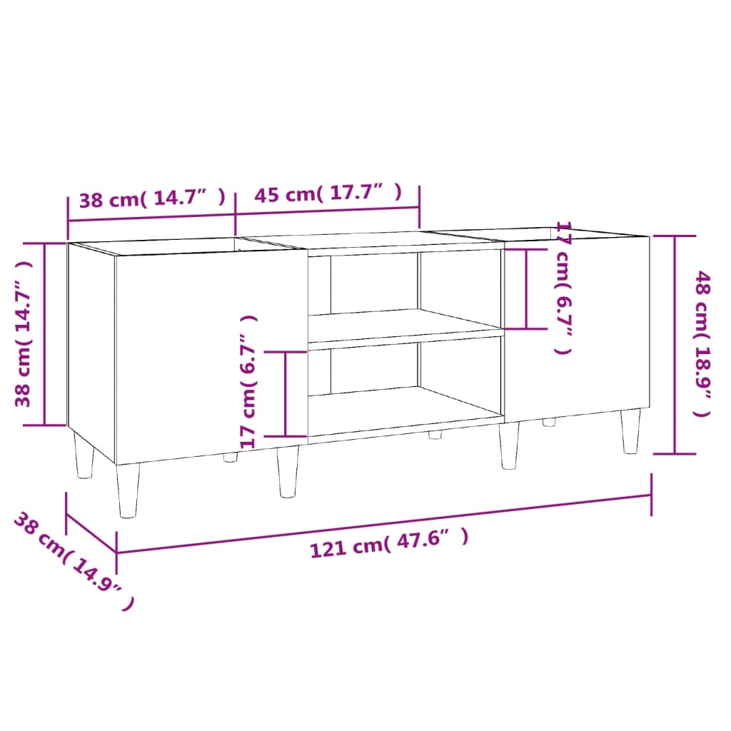 vidaXL Dulapuri pentru discuri alb lucios 121x38x48 cm, lemn prelucrat